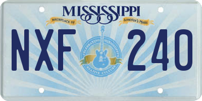 MS license plate NXF240