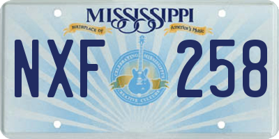 MS license plate NXF258