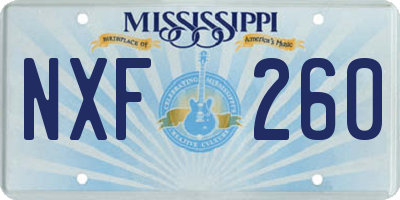 MS license plate NXF260