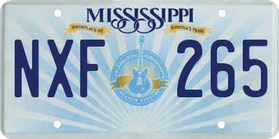 MS license plate NXF265