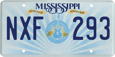 MS license plate NXF293