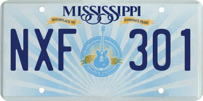 MS license plate NXF301