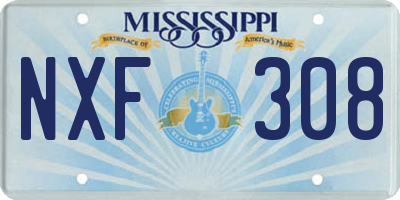 MS license plate NXF308