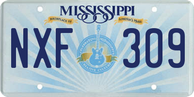 MS license plate NXF309
