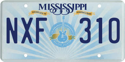 MS license plate NXF310
