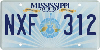 MS license plate NXF312