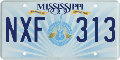 MS license plate NXF313