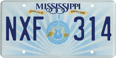 MS license plate NXF314