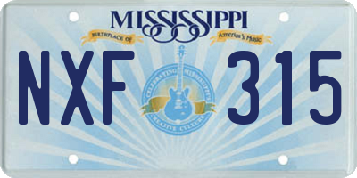 MS license plate NXF315