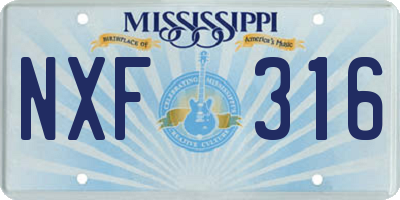 MS license plate NXF316