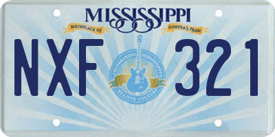 MS license plate NXF321