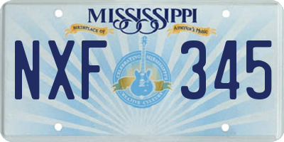 MS license plate NXF345