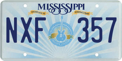 MS license plate NXF357
