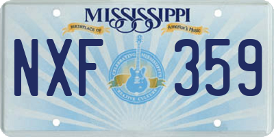 MS license plate NXF359