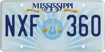 MS license plate NXF360