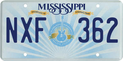 MS license plate NXF362