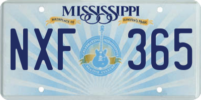 MS license plate NXF365
