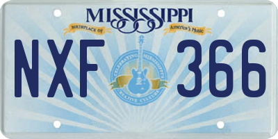 MS license plate NXF366