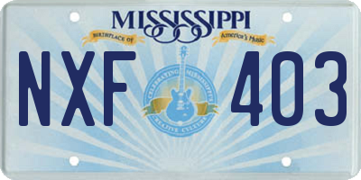 MS license plate NXF403