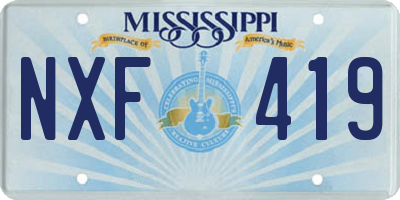 MS license plate NXF419