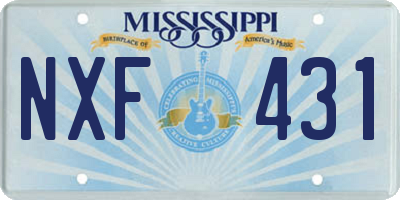 MS license plate NXF431