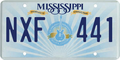 MS license plate NXF441