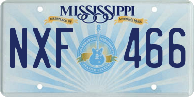 MS license plate NXF466