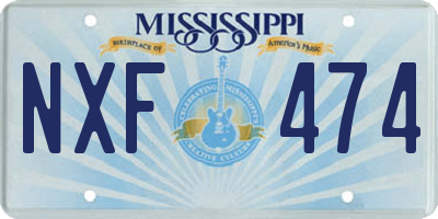 MS license plate NXF474
