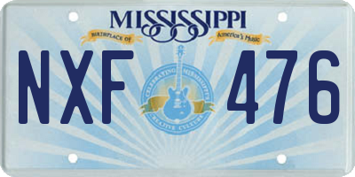 MS license plate NXF476