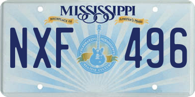 MS license plate NXF496