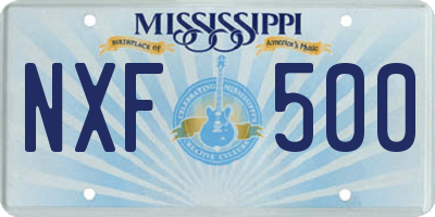 MS license plate NXF500