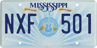 MS license plate NXF501