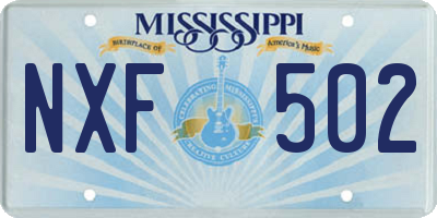 MS license plate NXF502