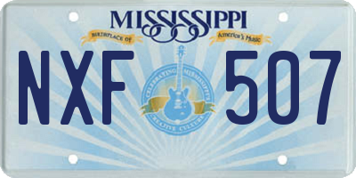MS license plate NXF507