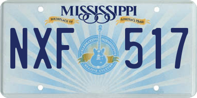 MS license plate NXF517