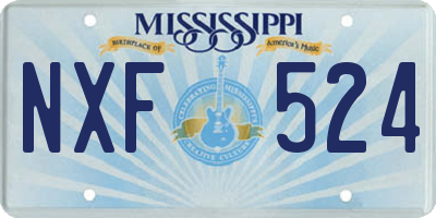 MS license plate NXF524