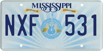 MS license plate NXF531