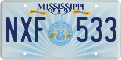 MS license plate NXF533