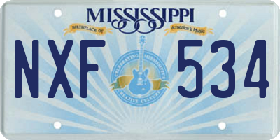 MS license plate NXF534