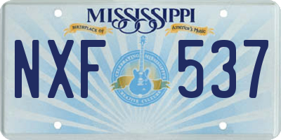 MS license plate NXF537