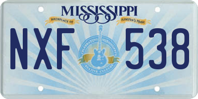MS license plate NXF538