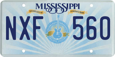 MS license plate NXF560