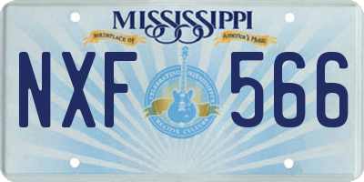 MS license plate NXF566