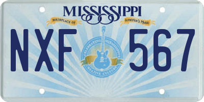 MS license plate NXF567
