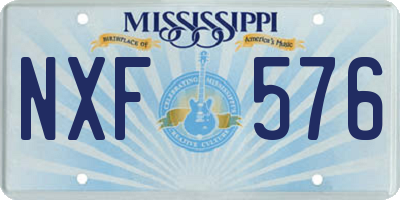 MS license plate NXF576