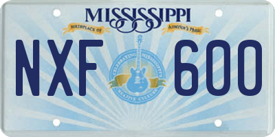 MS license plate NXF600