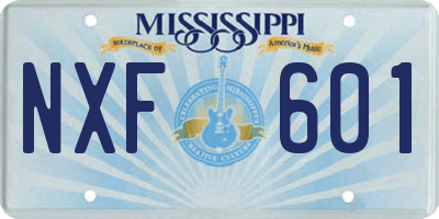 MS license plate NXF601
