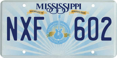 MS license plate NXF602