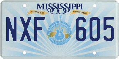 MS license plate NXF605