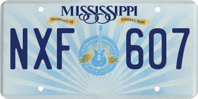 MS license plate NXF607